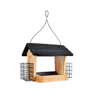 3 Quart Cedar Hopper Feeder with 2 Suet Cages