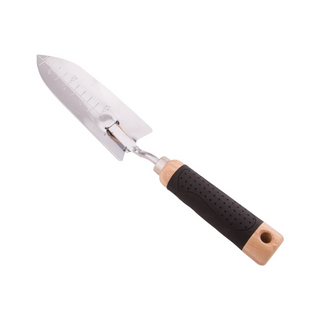 Garden Transplanting Trowel with Soft Grip Wood Handle