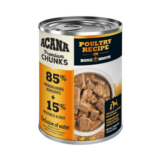 Acana Premium Chunks Grain Free Poultry Recipe in Bone Broth Dog Canned