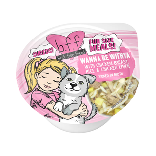 BFF Weruva Shreds Wanna Be Withya Chicken Breast, Rice & Chicken Liver in Broth Wet Dog Food