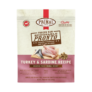 Primal Frozen Raw Dog Food- Pronto Turkey & Sardine