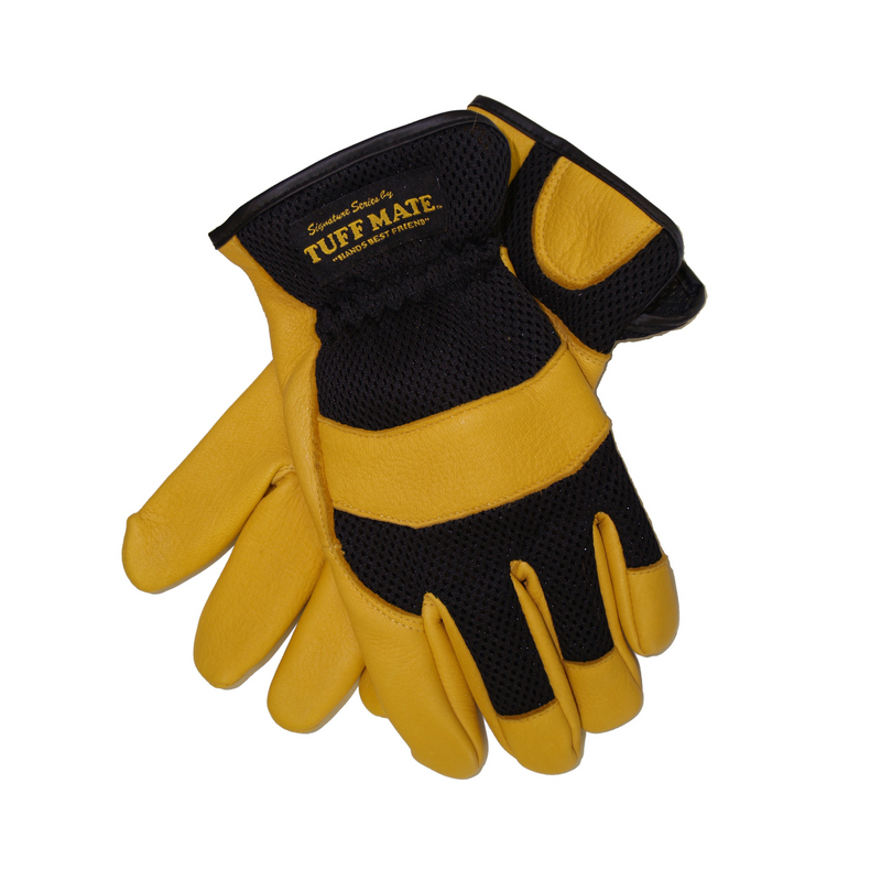 Premium Grain Deerskin Gloves with Mesh Back