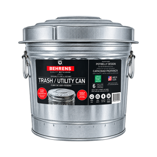Galvanized Steel Trash Can with Lid
