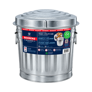 Galvanized Steel Trash Can with Lid