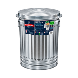 Galvanized Steel Trash Can with Lid