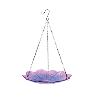 Ecocycle Begonia 11" Violet Glass Combo Feeder Birdbath