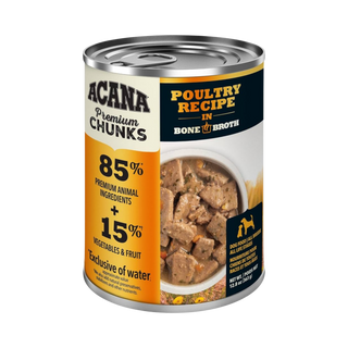 Acana Premium Chunks Grain Free Poultry Recipe in Bone Broth Wet Dog Food
